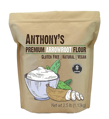 Anthony's Premium Arrowroot Flour Powder, 2.5 lb, Gluten Free, Non GMO, Cornstarch Alternative