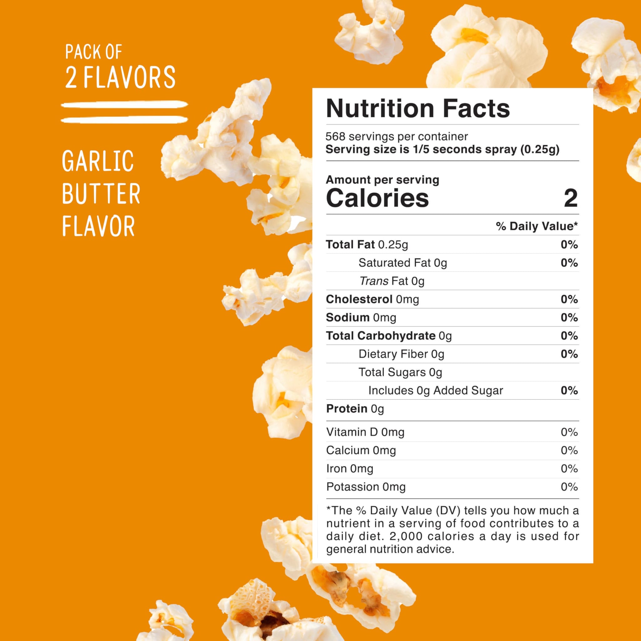 Winona Pure Popcorn Spray, Butter & Garlic Flavors, For Snacks & Cooking, 5 oz Bottles, 2 Pack