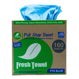 Fresh Towel Pop-Up Shop Towels - Medium Duty Blue Disposable Cleaning Cloths, 9" x 16.5" - 1 Box of 160 Soft, Absorbent Wipes for Garage, Janitorial
