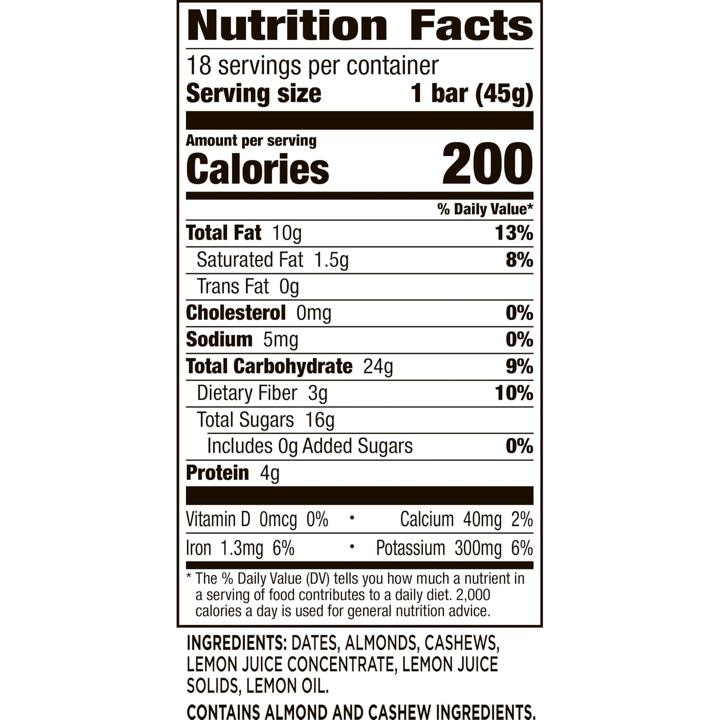 Larabar Lemon Bar Fruit and Nut Bars, Gluten Free and Vegan, 28.8 oz, 18 Ct