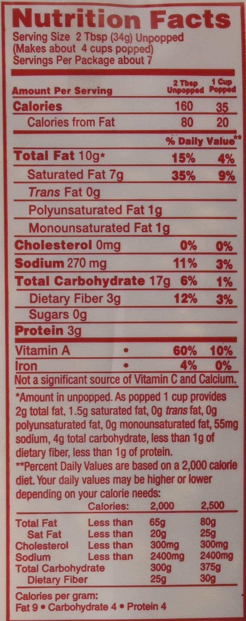 Gold Medal Popcorn Kit Coconut, 8oz kit for 6 Oz popper, 36 count