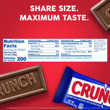 CRUNCH Candy Bar, Creamy Milk Chocolate with Crunchy Crisped Rice, Share Pack, 18 Count, 2.7 oz Each