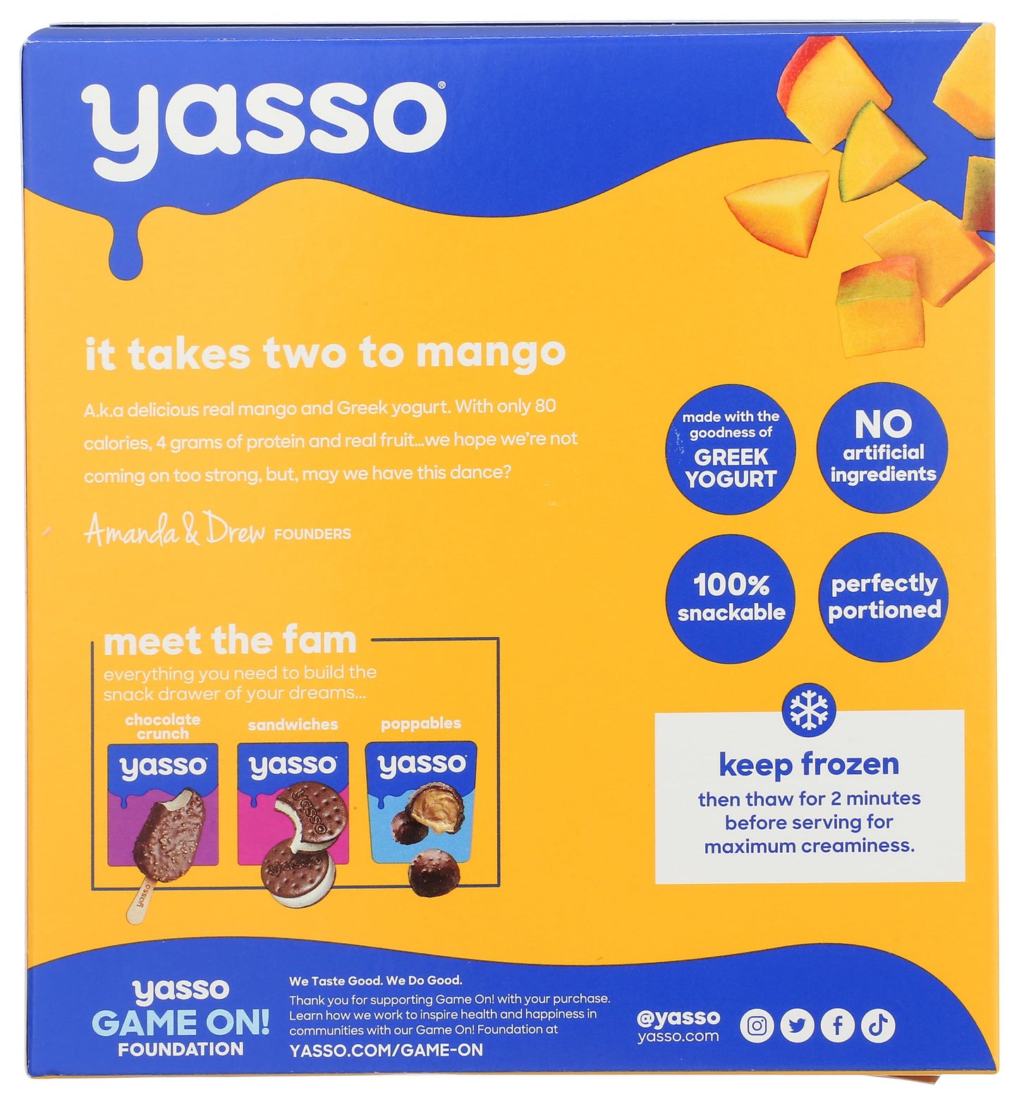 Yasso Creamy Mango Greek Yogurt Bars, 14 FZ