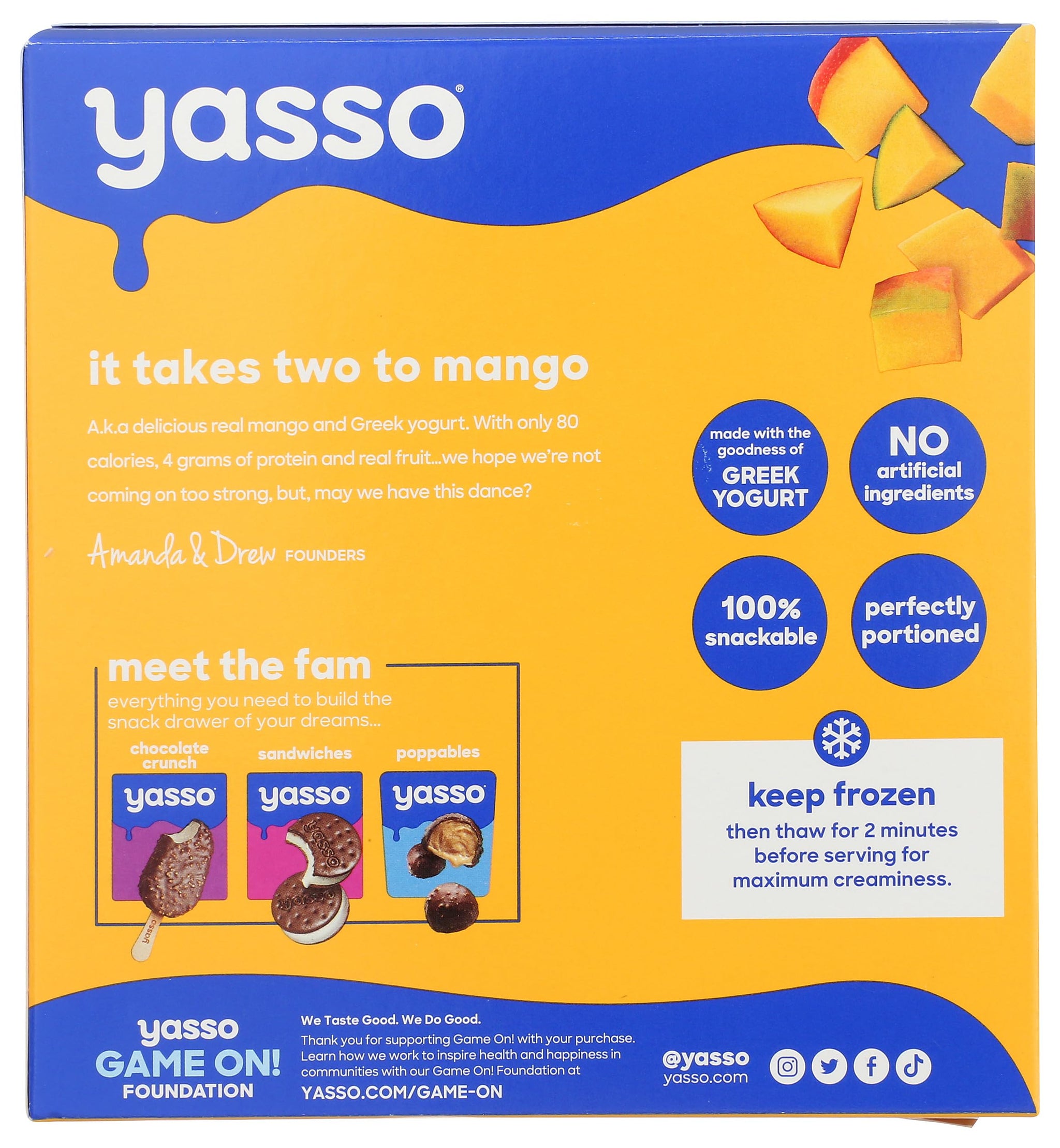 Yasso Creamy Mango Greek Yogurt Bars, 14 FZ