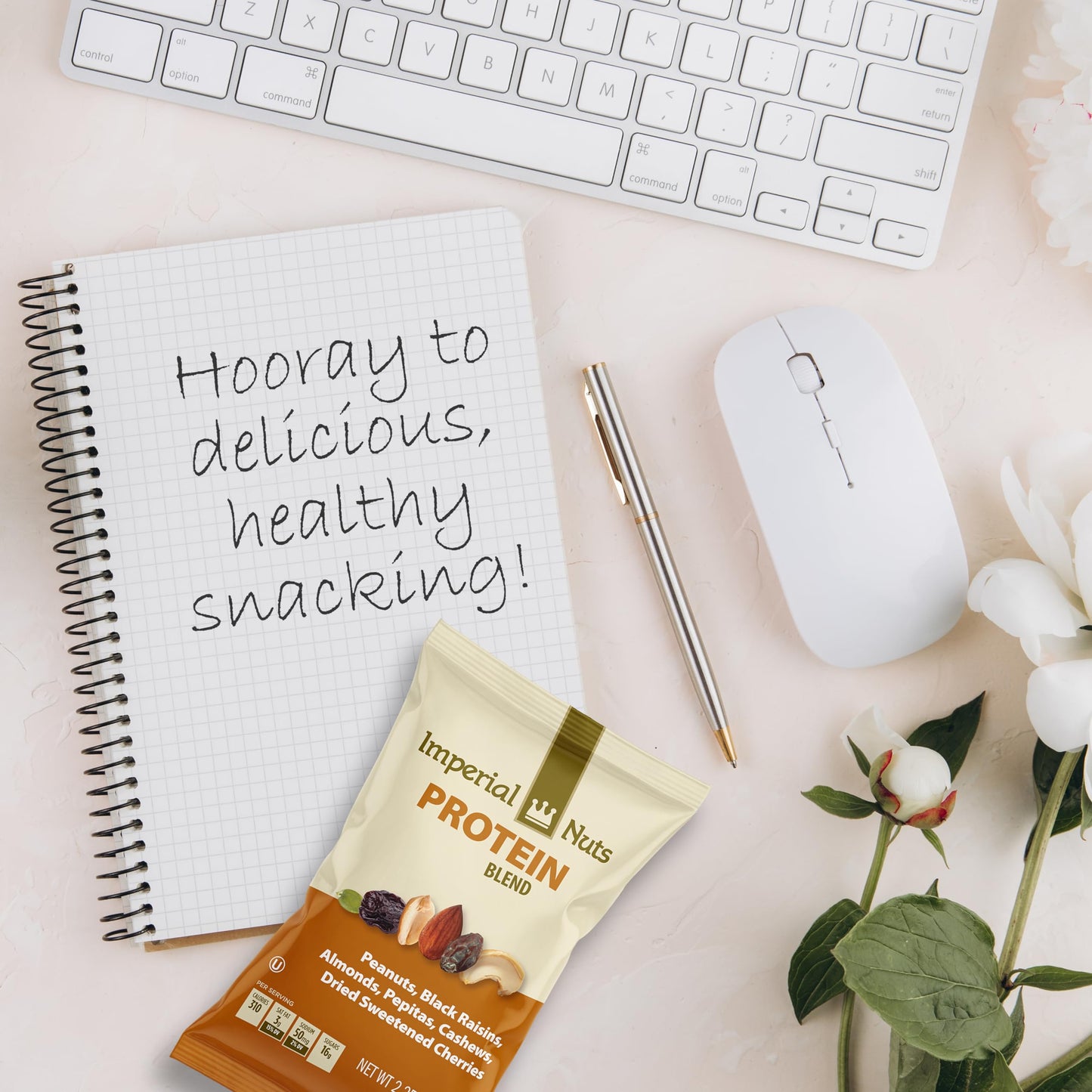 Protein Blend (18 Pack) - Peanuts, Black Raisins, Almonds, Pepitas, Cashews, Dried Sweetened Cherries, 2.25 oz - High Protein, Healthy Snack Mix