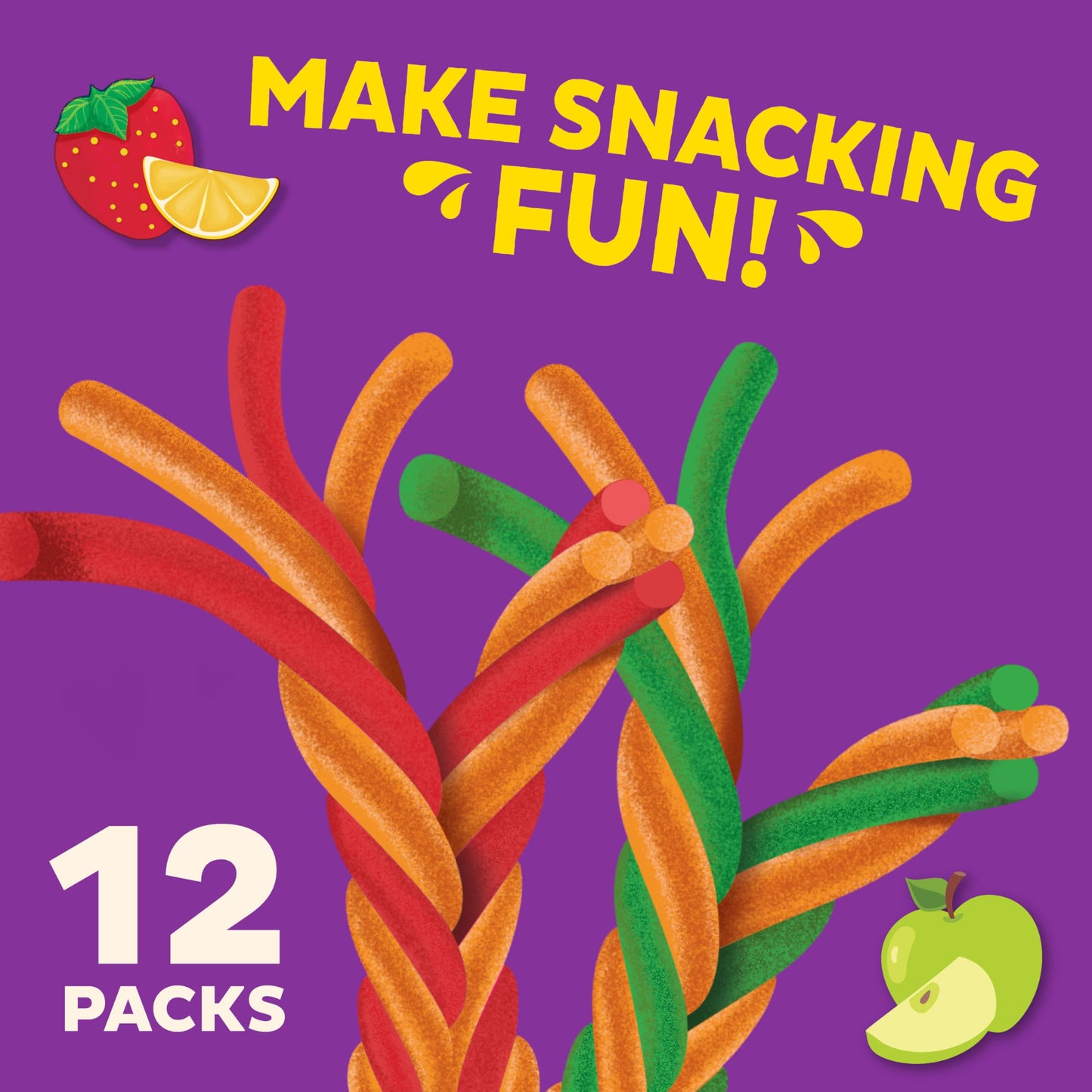 Annie's Organic Sweet and Sour Fruit Twists, Strawberry Lemonade Fruit Flavored Snacks, 6 Count, 3.84 oz