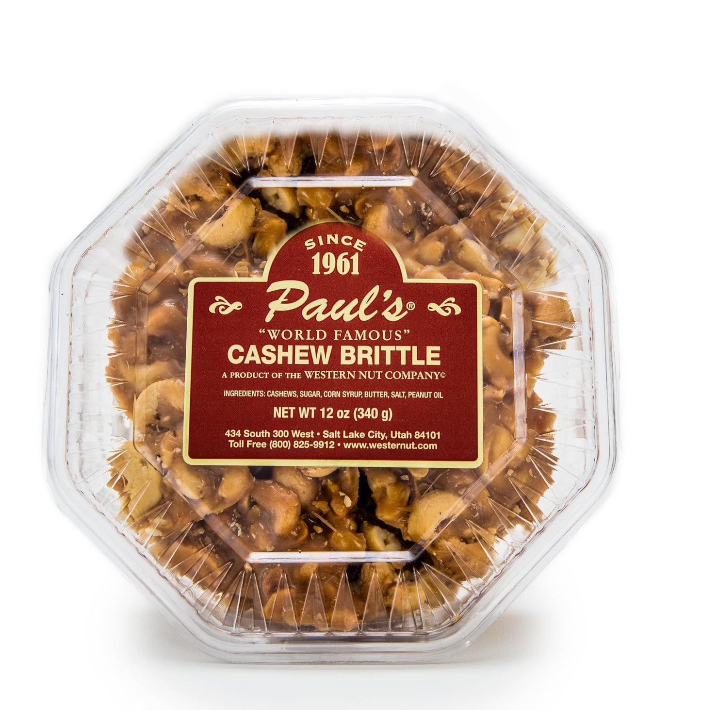 Western Nut Company Brittle Gift in 12oz Plastic Tray, Candy & Chocolate Gifts - Cashew Brittle