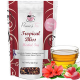 Pennie’s Tea - Tropical Bliss Loose Leaf Hibiscus Tea - Natural and Non-Caffeinated Organic Loose Leaves for Hot & Iced Beverages - Makes 25-30 Cups