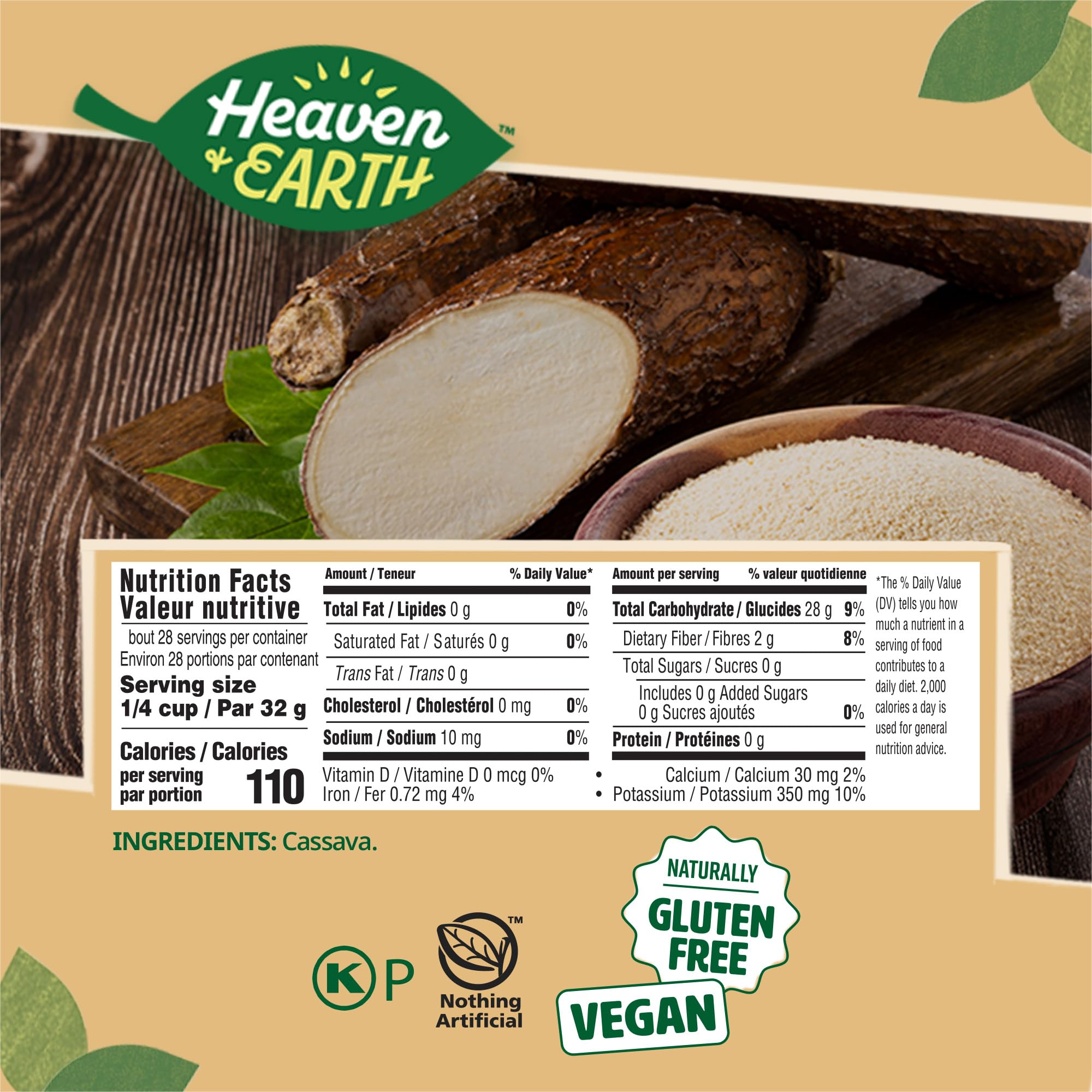 Heaven & Earth Cassava Flour, (2 Pack) = 4 Pounds | Gluten Free & Grain Free Flour for Baking | Non GMO Verified | Paleo Flour | Wheat Flour