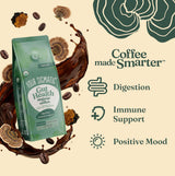 Four Sigmatic Gut Health Organic Ground Coffee | Medium Roast, Immune Boosting Probiotic Mushroom Coffee with Chaga & Turkey Tail for Gut Health
