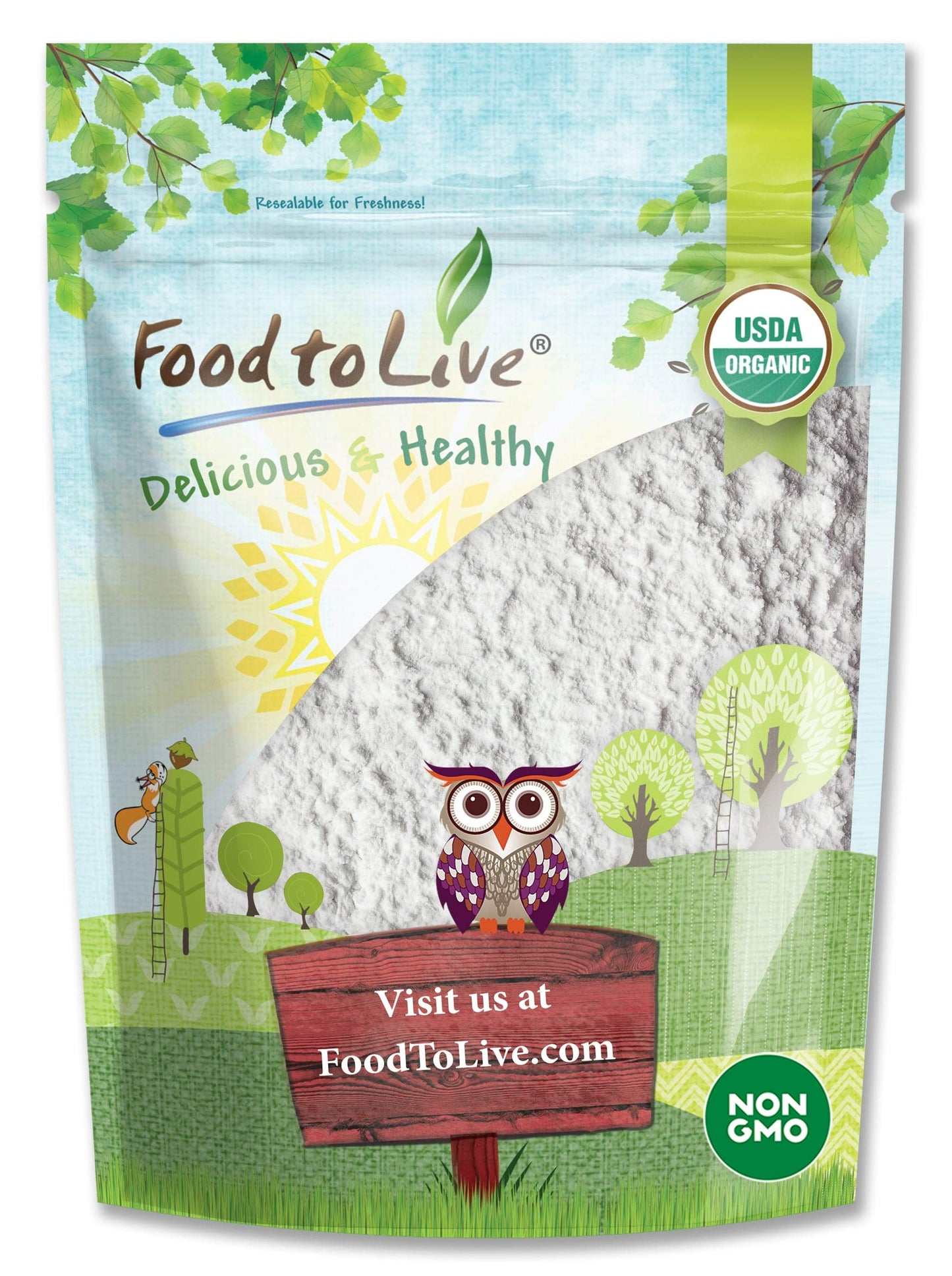 Food to Live Organic Potato Starch, 2 Pounds - Unmodified Powder, Non-GMO, Pure Flour, Kosher, Vegan, Bulk, Great for Cooking, Baking, and Thickening