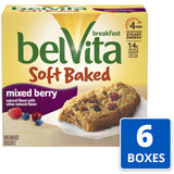belVita Soft Baked Mixed Berry Breakfast Biscuits, 6 Boxes of 5 Packs (1 Biscuit Per Pack)