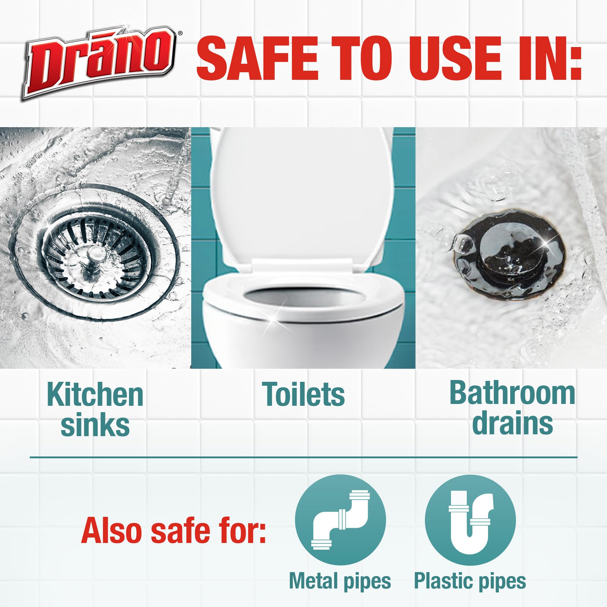 Drano Max Build Up Remover Drain Cleaner, Enzymes & Probiotics Prevents Clogs & Remove Odor-Causing Buildup, Safe for Septic, Toilets & Pipes in