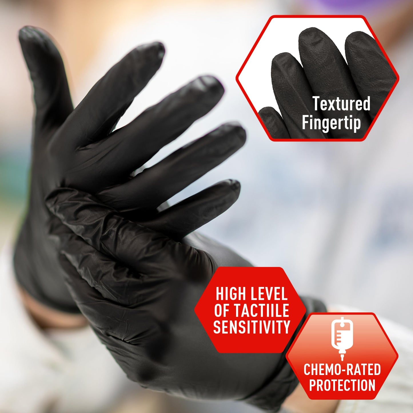 MED PRIDE Black Nitrile Gloves XL | Box of 100 Gloves | 5 Mil | Powder-Free, Latex-Free, Exam Grade | Tattoo, Mechanic, Food Prep, Cleaning