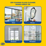 Zep Foaming Glass and Plexiglass Cleaner - 19 oz (Case of 4) ZUFGC19 - Foaming Formula that clings to Vertical Surfaces for Streak-Free Glass Cleaning