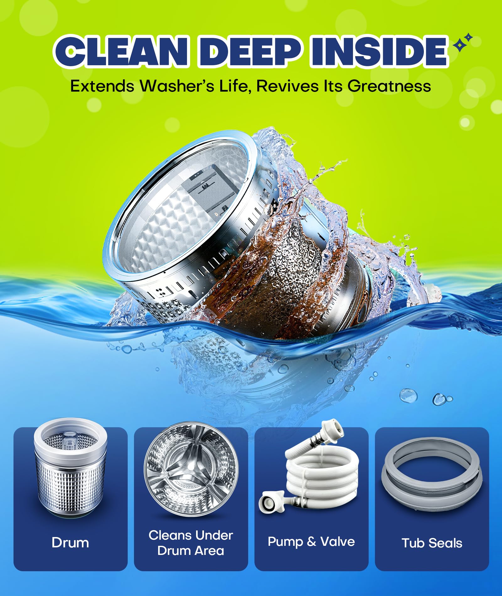 2X Power Deep Cleaning Washing Machine Cleaner Tablets, No More Odor & Pet Fur Enzyme Washing Machine Cleaning Tablets, Washer Cleaner For HE Top