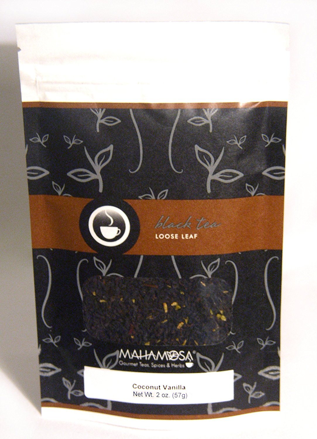 Mahamosa Coconut Vanilla Tea 2 oz - Flavored Black Tea Blend Loose Leaf (Looseleaf) (with black tea, shredded coconut and vanilla bits with coconut