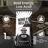 Wake The Hell Up! 1lb Ultra-Caffeinated Original Ground Coffee, Low Acid, Medium-Dark Roast