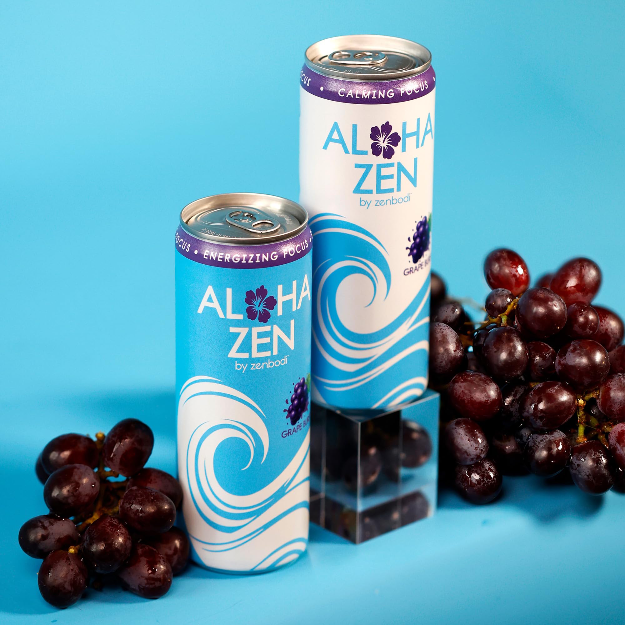 Zenbodi Aloha Zen Grape Burst - AWAKEN Functional Beverage - 12 Pack Energy Drink, Zero Sugar Energy Drinks, with L-Alpha GPC, Caffeine