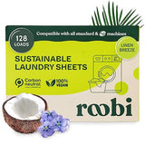 Roobi Laundry Detergent Sheets. Up to 128 Loads, Liquidless Detergent. Carbon Neutral, 100% Vegan & Sustainable Linen Breeze Scent.
