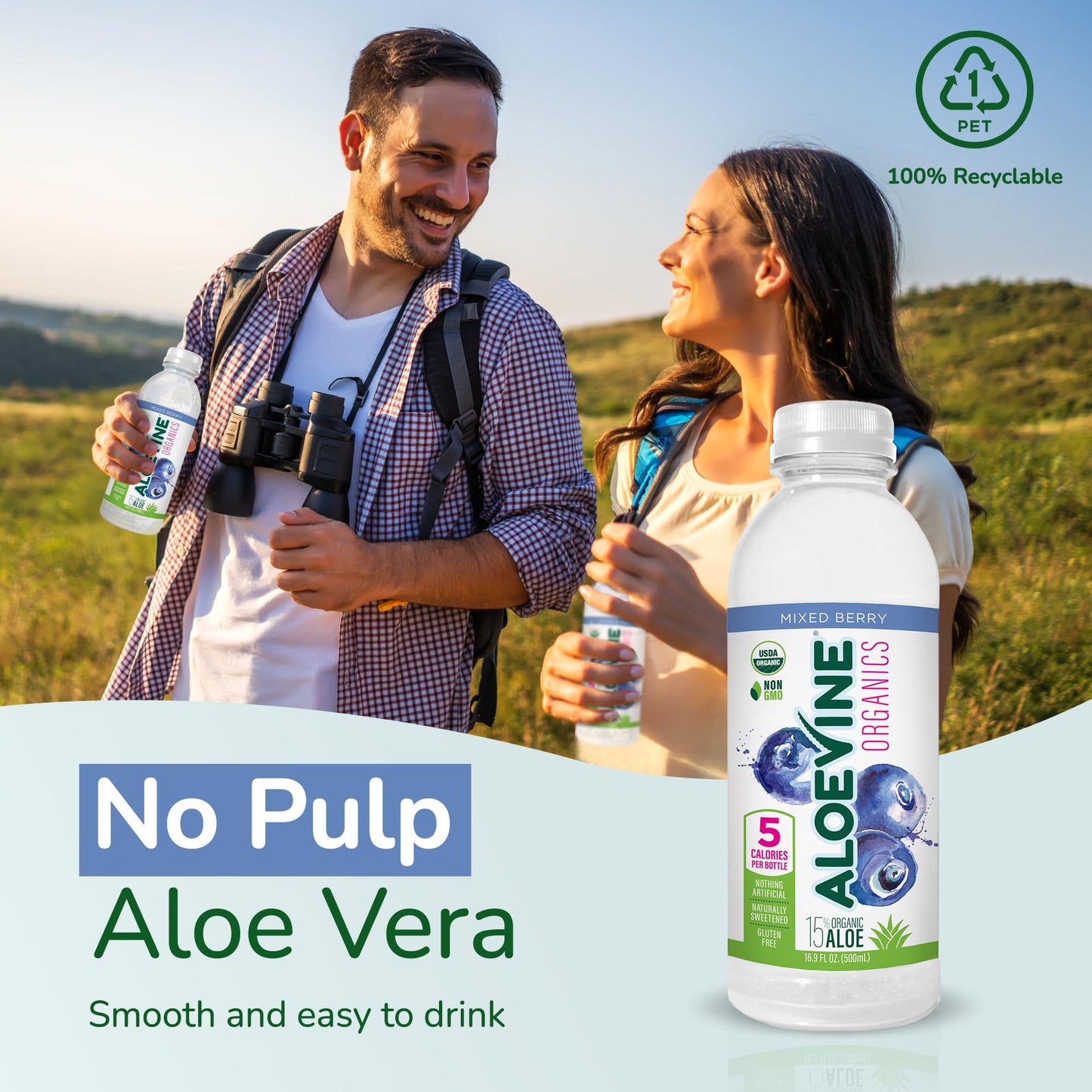 Aloe Vera Juice, No-Pulp Organic Drink, Healthy with Aloe Powder and Lemon Juice, 5 Calories, Low Sugar, No Artificial Ingredients, 16.9 oz, 12 Pack