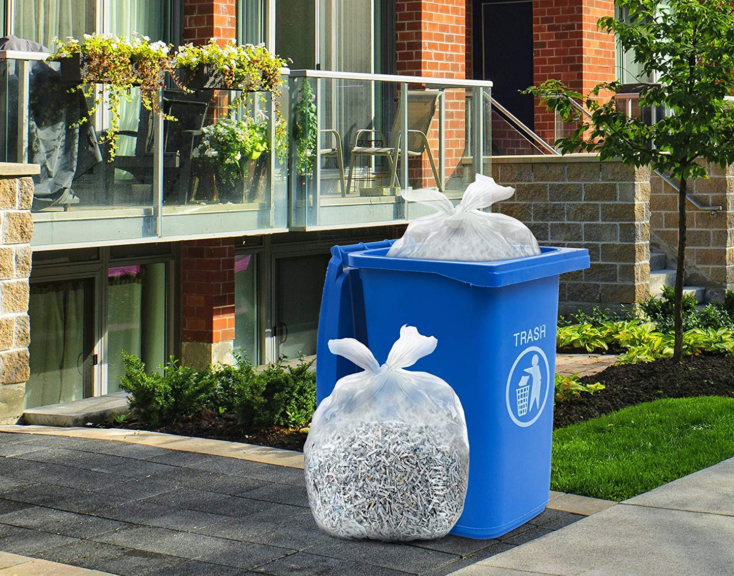 Veska 95 Gallon Trash Bags Clear (Huge 25 Count w/Ties) 95-96 Gallon Extra Large Garbage Bags, Clear Recycling Trash Bags, 90 Gallon