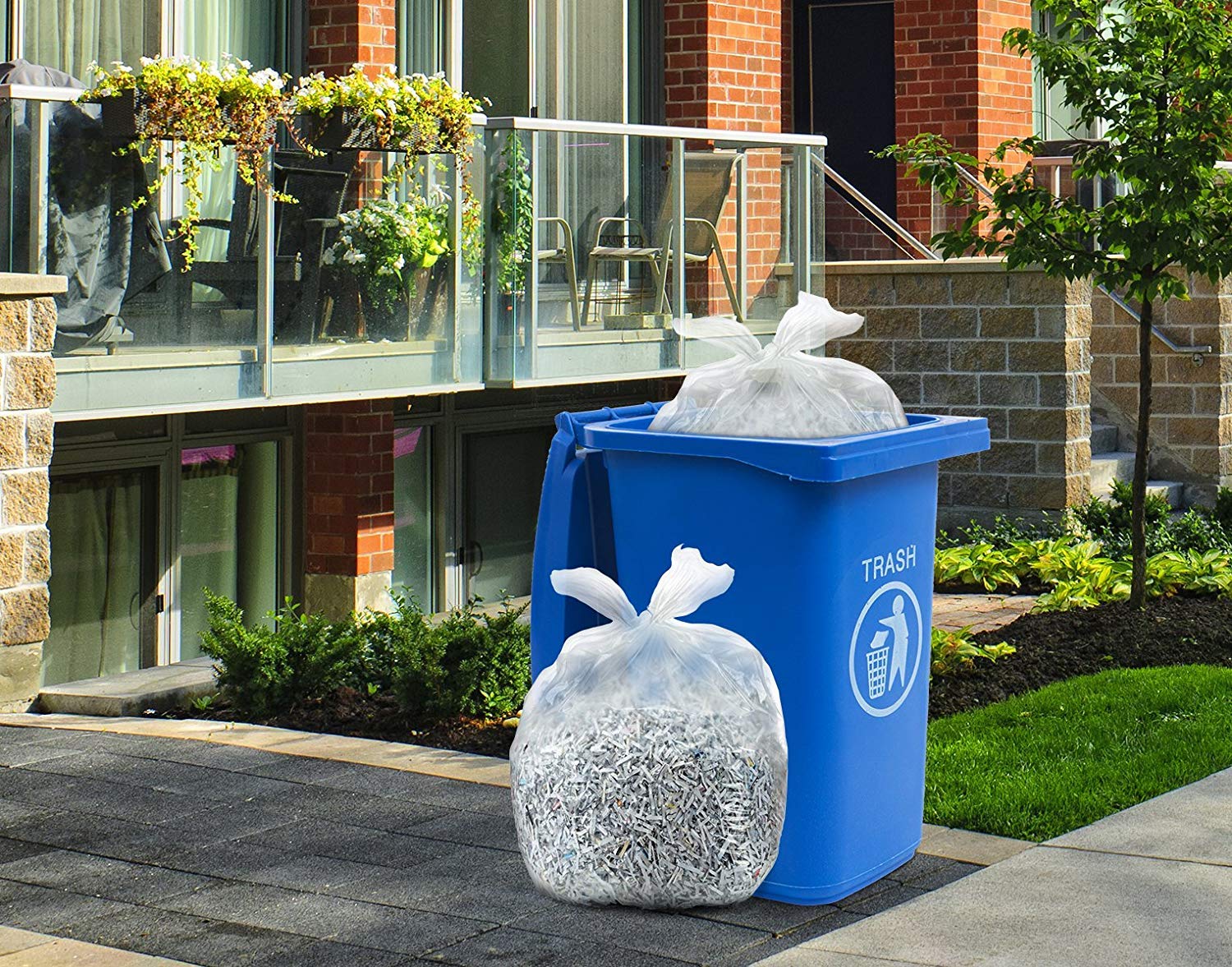 Veska 95 Gallon Trash Bags Clear (Huge 25 Count w/Ties) 95-96 Gallon Extra Large Garbage Bags, Clear Recycling Trash Bags, 90 Gallon