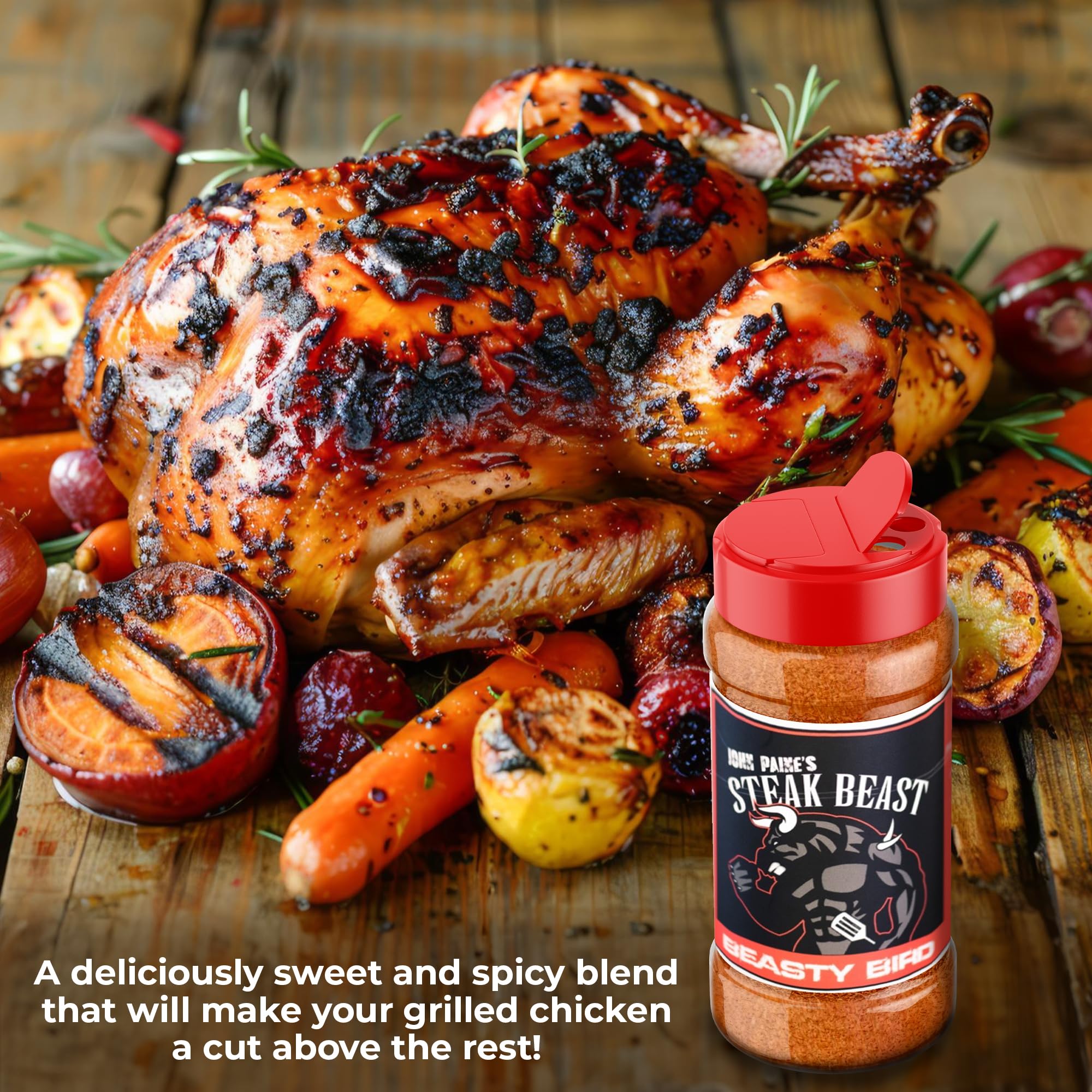 John Paine Beast Bird Chicken Seasoning: Award-Winning BBQ Seasonings and Rubs - Sweet and Spicy Flavor, Ideal for Chicken BBQ Rub Seasoning And All