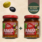 Polli Plant Based Ragù with Olives and Italian Cherry Tomatoes - Mild Mediterranean Pasta Sauce, Made in Italy, Gluten Free, 2 x 3.2 oz Jars (6.4 oz