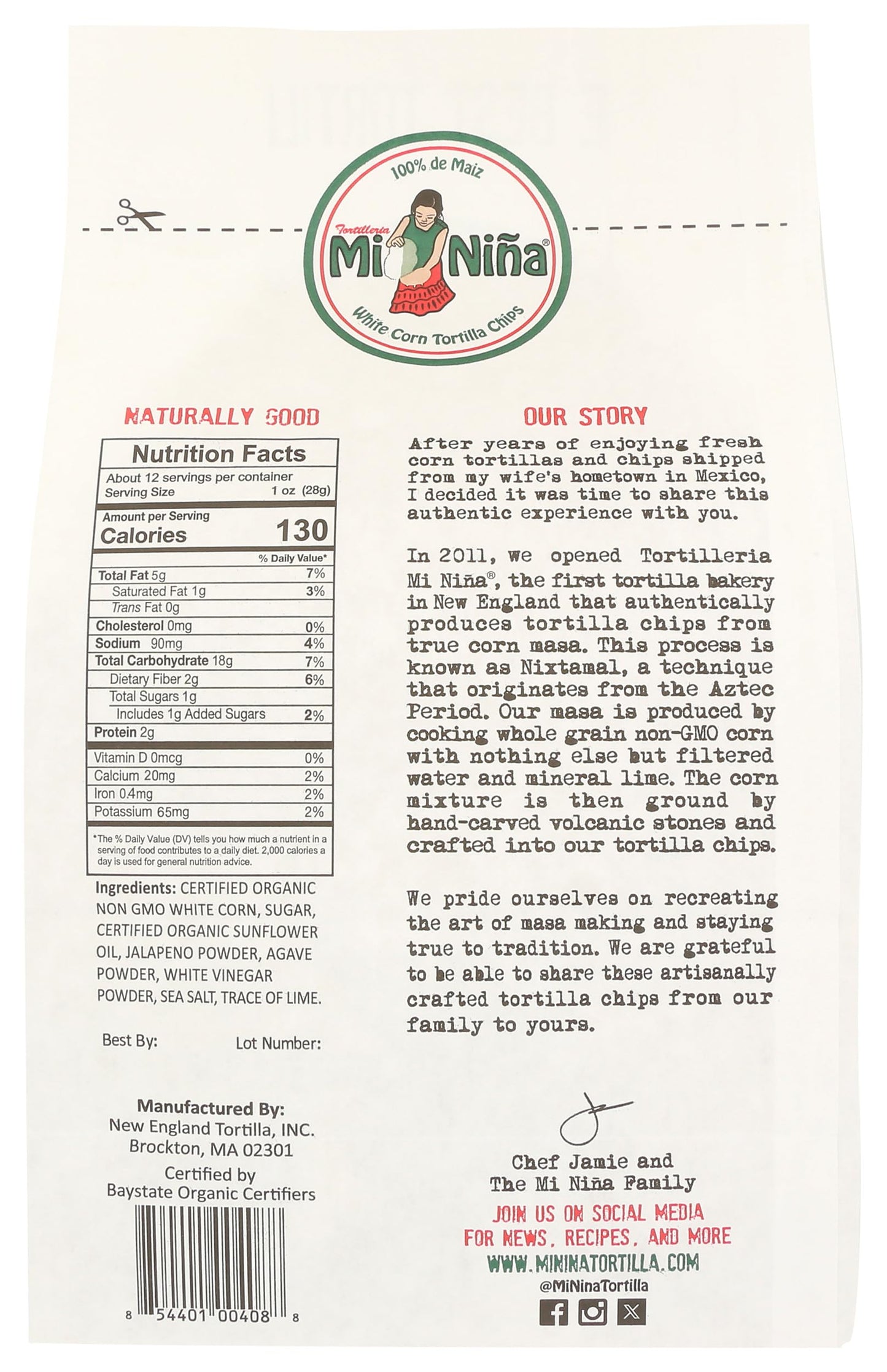 Tortilleria Mi Nina, Chip Tortilla Jalapeno Agave, 12 Ounce