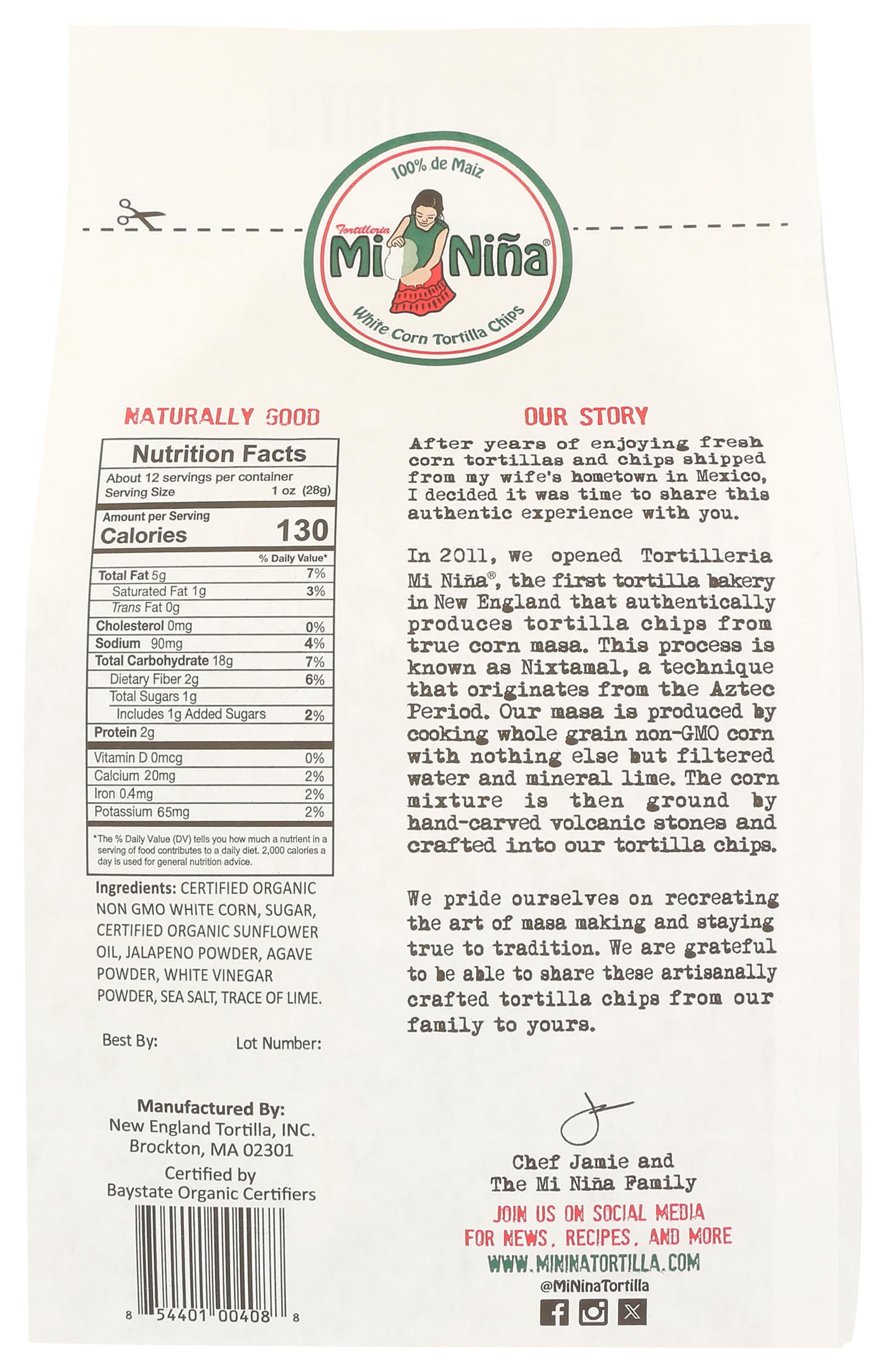 Tortilleria Mi Nina, Chip Tortilla Jalapeno Agave, 12 Ounce