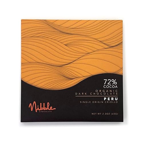Nibble Chocolate Peru 72% | 3 Pack | Certified Organic | Vegan | 2 Ingredients | Gluten & Soy Free |