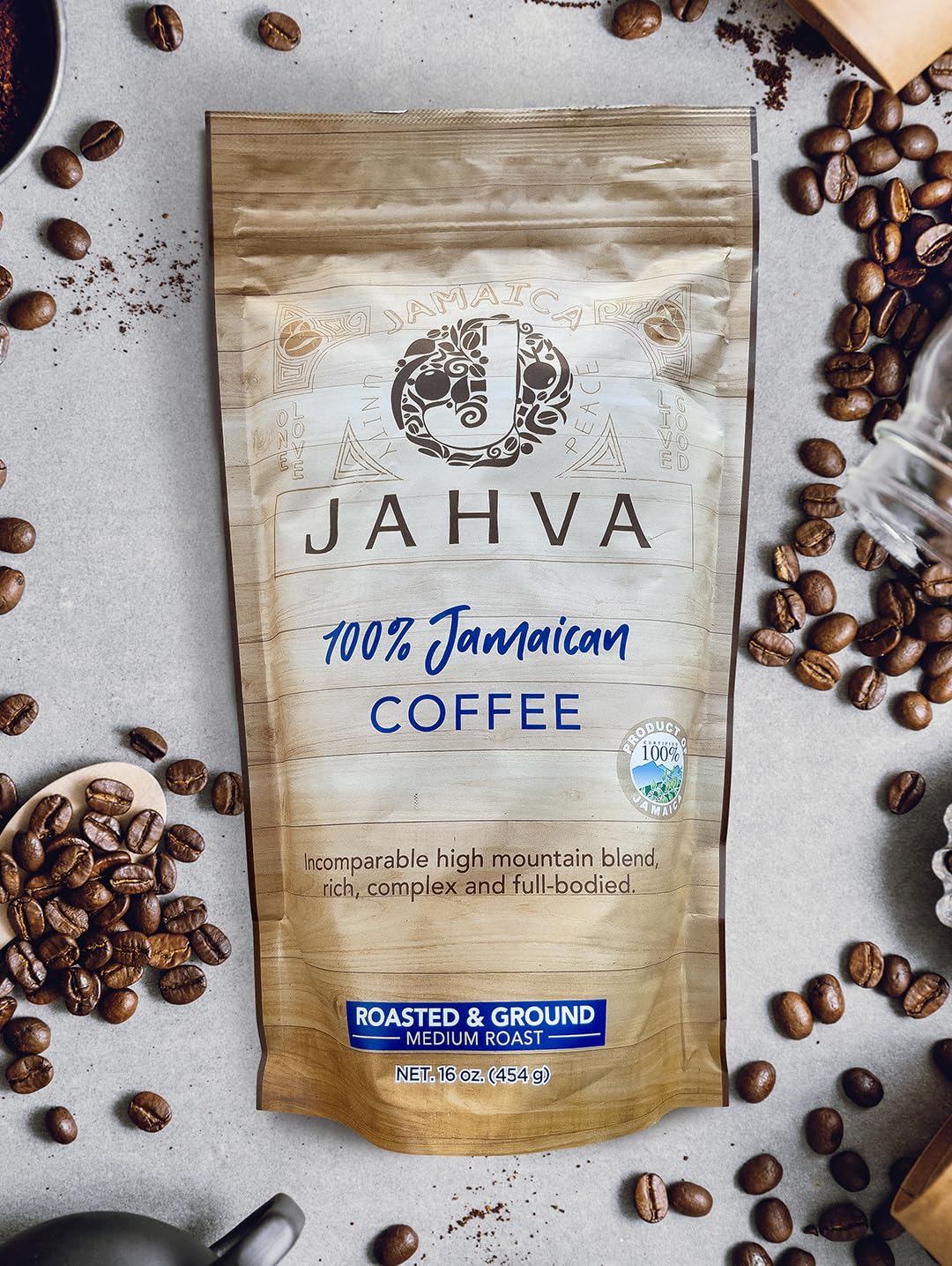 Jahva 100% Jamaican Coffee Medium Roasted and Ground from Jamaica (16oz.)
