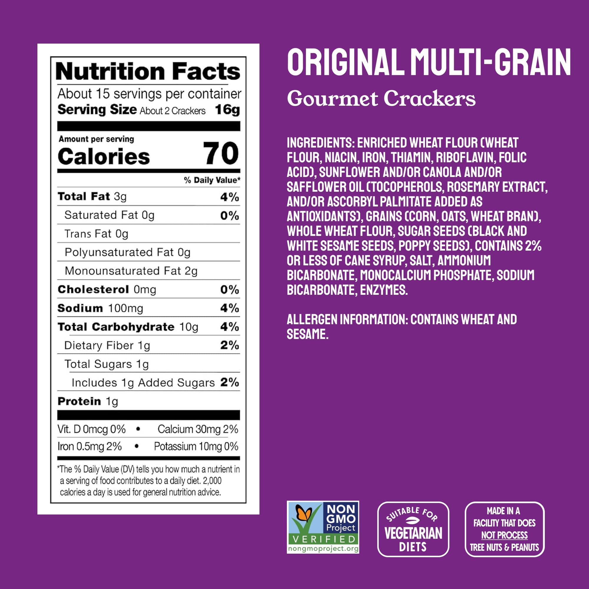 Milton's Craft Bakers Gourmet Crackers Variety Bundle (Multi-Grain, Everything, Crispy Sea Salt) - Non-GMO Project Verified, All Natural Ingredients