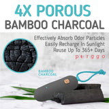 PURGGO Bamboo Charcoal Shoe Deodorizer Air Purifying Bag - Natural Odor Eliminator - Last 365+ Days - No Chemicals - Air Freshener for Shoes