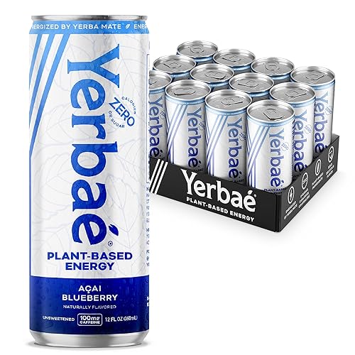 Yerbaé Energy Seltzer - Acai Blueberry, No Sugar/Calories/Carbs. Energized by Yerba Mate, Naturally Caffeinated, Plant-Based, Healthy Alternative