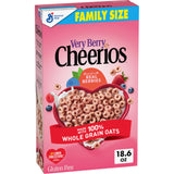 Very Berry Cheerios, Heart Healthy Gluten Free Breakfast Cereal, Made with Whole Grain Oats, Family Size, 18.6 oz