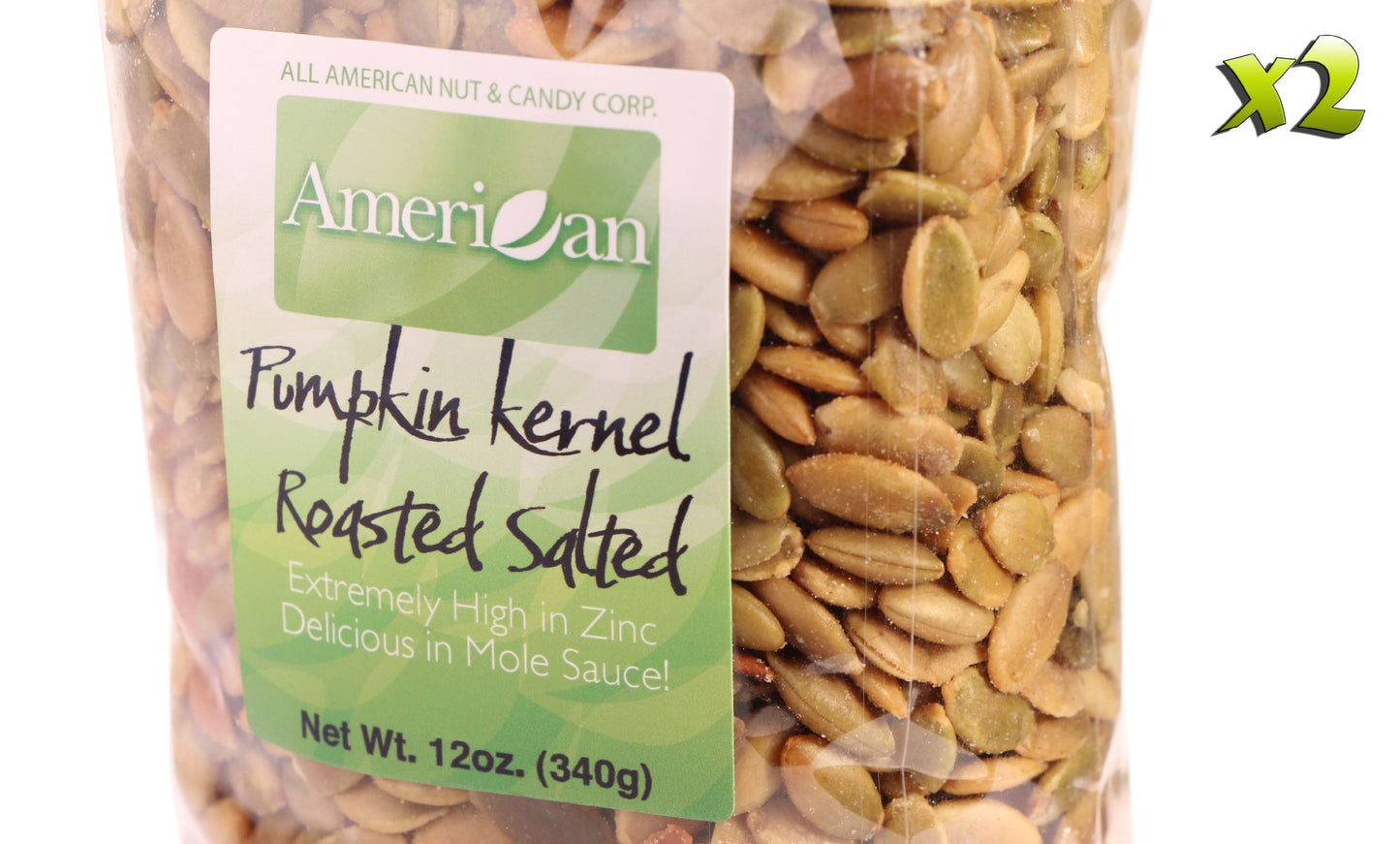 (Two) 12oz Gourmet Style Bags of Roasted Salted Pumpkin Seeds [24oz. / 1½ lb.]