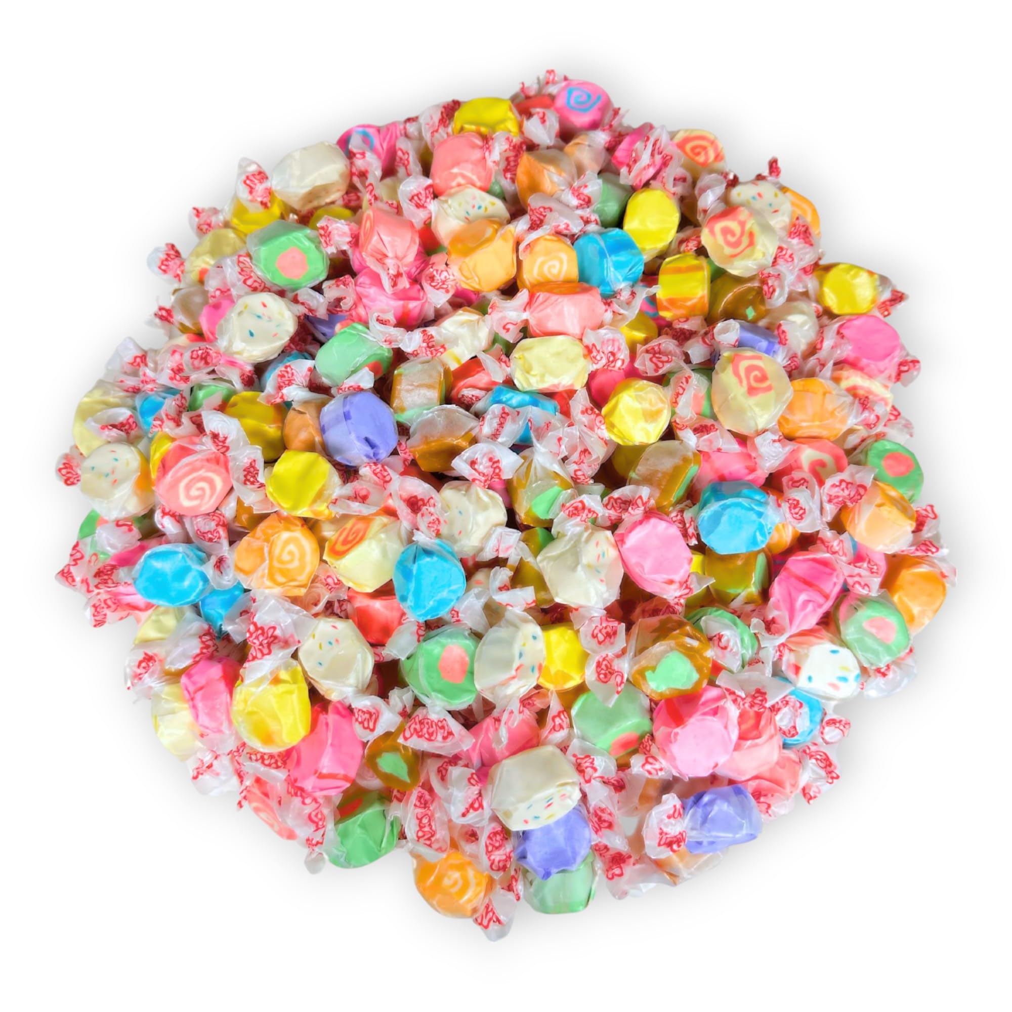 Premium Assorted Saltwater Taffy Chewy Candy 12 Fun Flavors Bulk 1 LB Bag Banana, Watermelon, Grape & More 60+ Pieces Individually Wrapped Nut