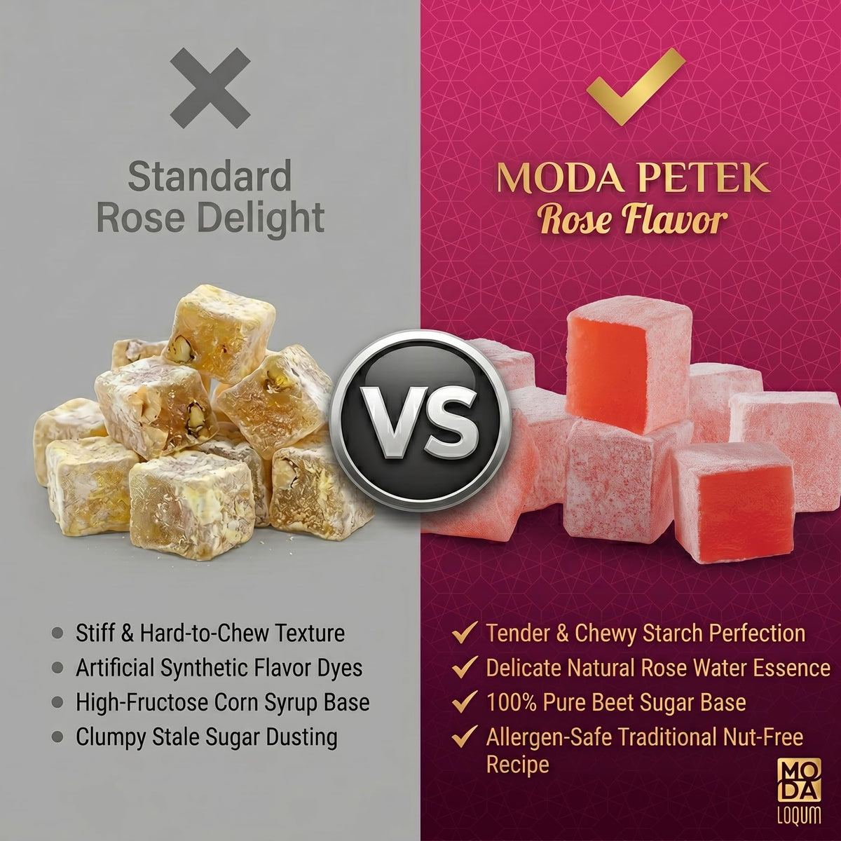 Turkish Delight Candy (Lokum) - Gourmet Chewy Candy, Premium Gift Box - Honeycomb Packaging, 8.8 oz (250g), Middle Eastern Sweets (Rose)