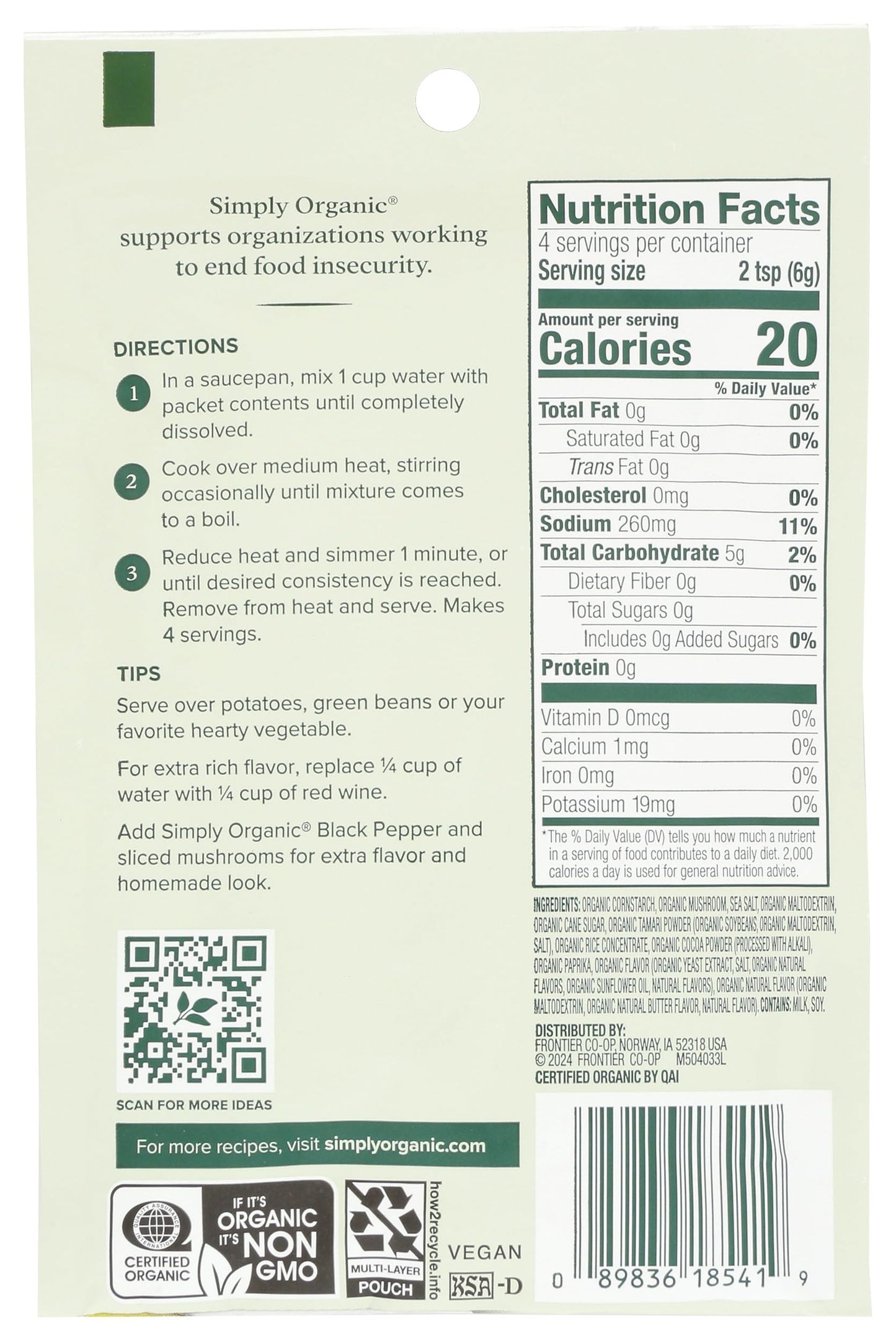 Simply Organic Organic Season Mix - Mushroom Sauce - 0.85 Ounces