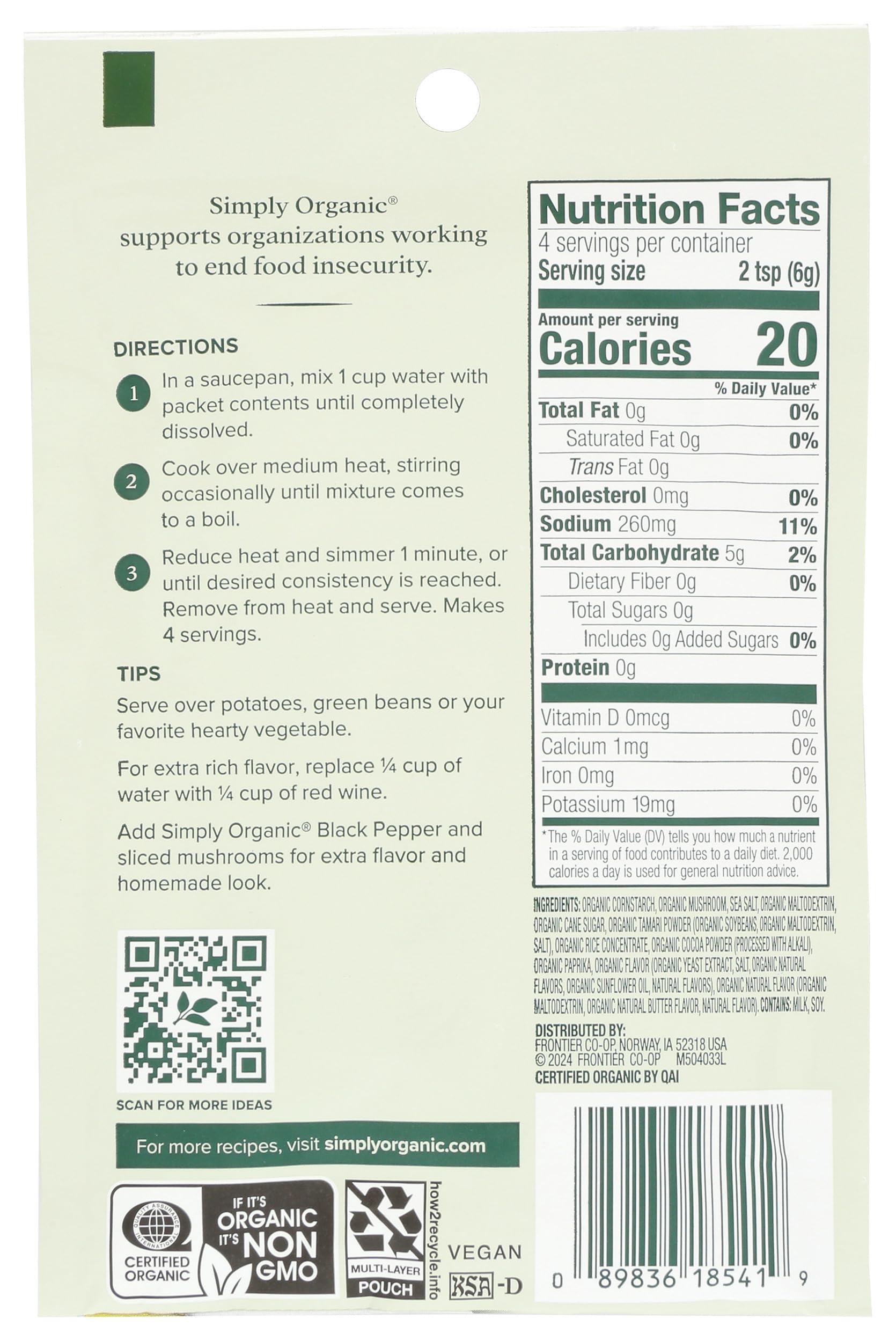 Simply Organic Organic Season Mix - Mushroom Sauce - 0.85 Ounces
