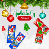 60 Pack Christmas Lollipops - Individually Wrapped Christmas Holiday Themed Hat And Tree Lollipops - Colorful Red & Green Designs & Delicious Flavor