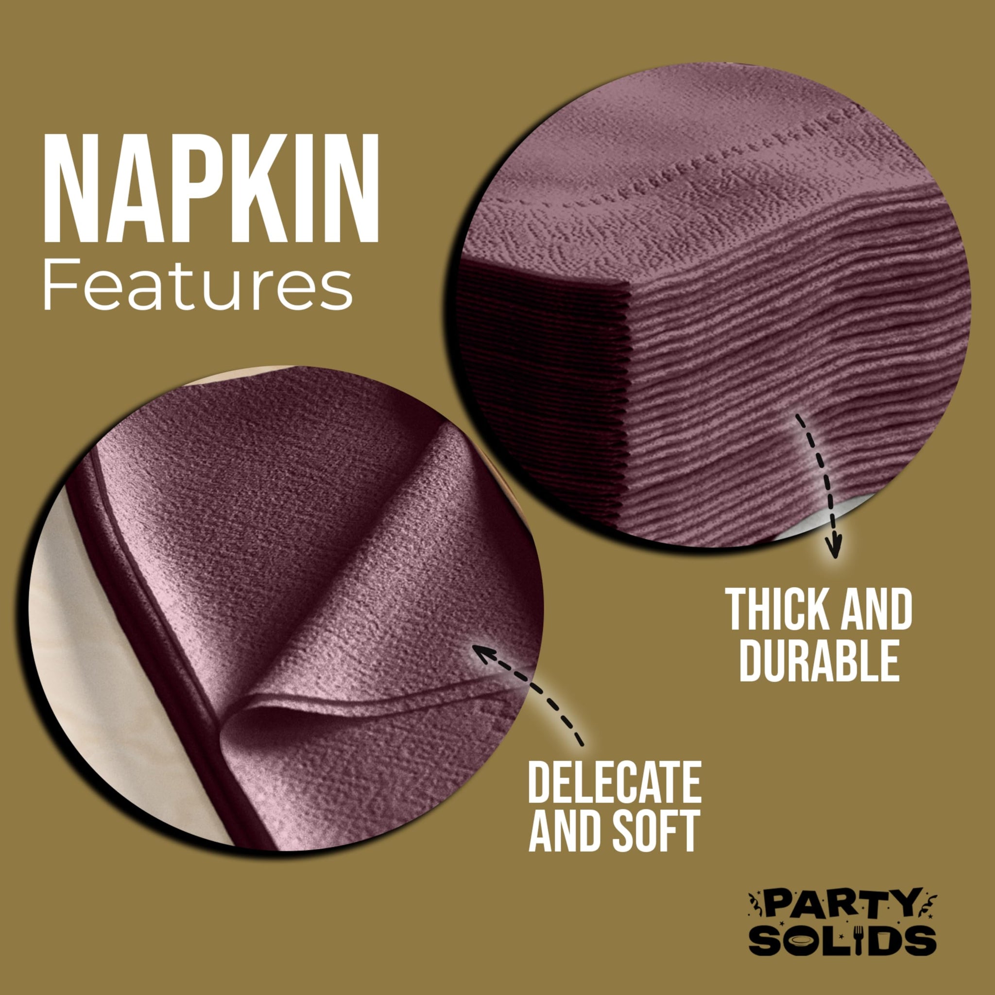 Party Solids Brown Dinner Napkins Disposable Everyday 50 Pcs 2 Ply Brown Napkins Disposable Paper Everyday For Parties & Party Supplies