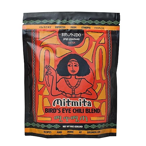 Brundo Ethiopian Spice Company Mitmita | Imported Authentic Ethiopian Spice Blend With Bird's Eye Chili Pepper (8 oz) | Processed in and Imported from