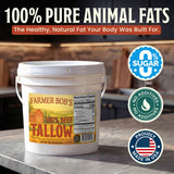 Farmer Bob's Beef Tallow for Cooking 7 lb Bucket - Pure Rendered Beef Fat - 400°F Smoke Point - Deep Frying, Grilling, Soap Making - Keto-Friendly