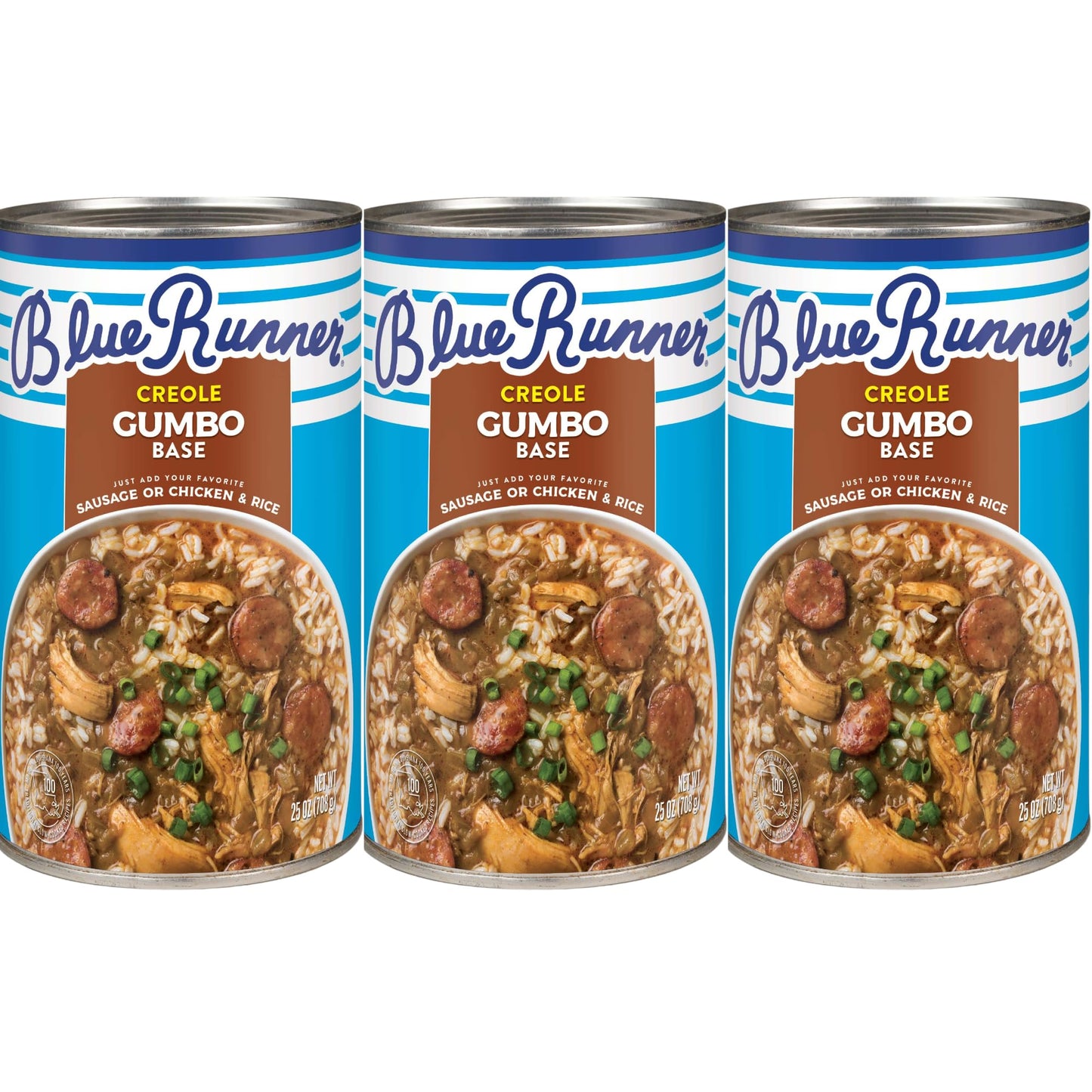 Blue Runner Gumbo Creole Base (Pack of 3) Traditional Louisiana Chicken and Sausage Gumbo Base - Quick and Delicious Meal Solution