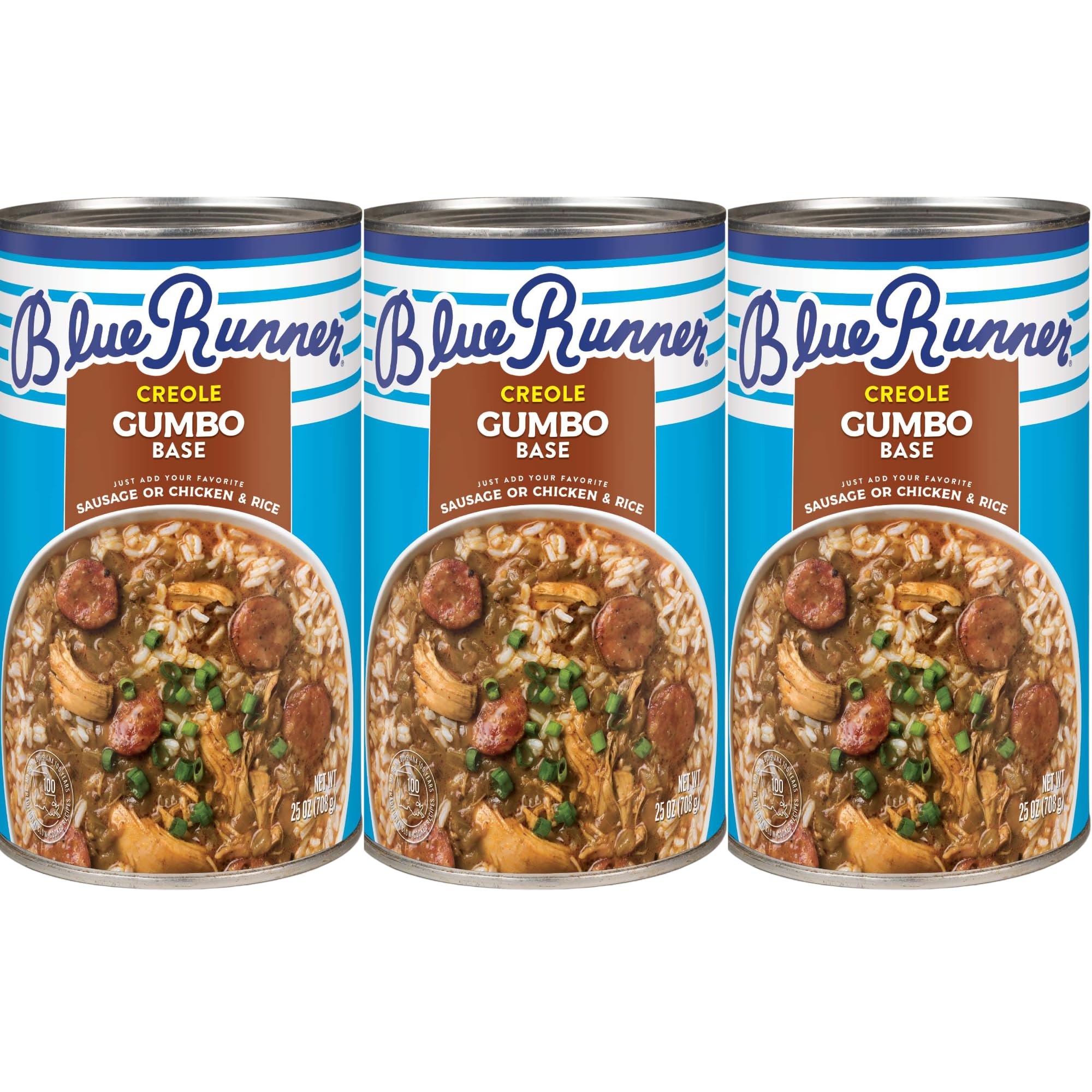 Blue Runner Gumbo Creole Base (Pack of 3) Traditional Louisiana Chicken and Sausage Gumbo Base - Quick and Delicious Meal Solution