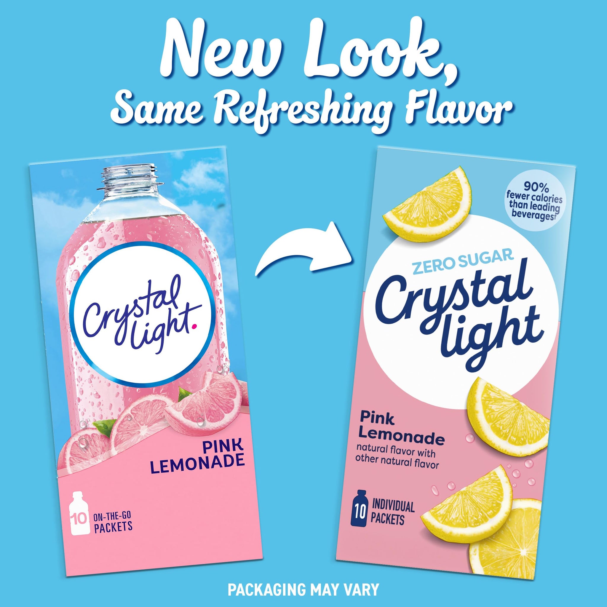 Crystal Light Drink Mix, 10 Packets, for Convenient On-the-Go Flavorful Hydration, Naturally Flavored Pink Lemonade with other natural flavor, Zero