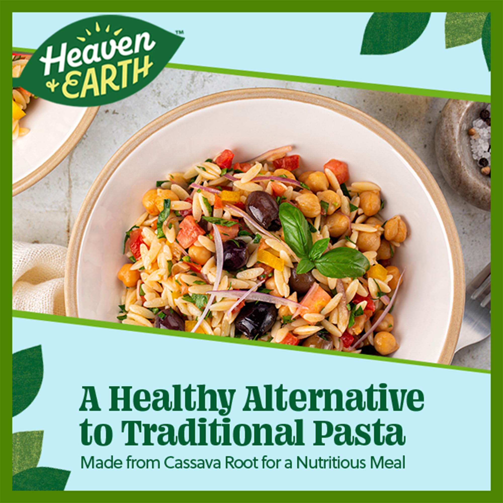 Heaven & Earth Grain Free Pasta, Cassava Orzo, 8oz (3 Pack) | Paleo Pasta | Vegan | Certified Gluten Free | Kosher for Passover